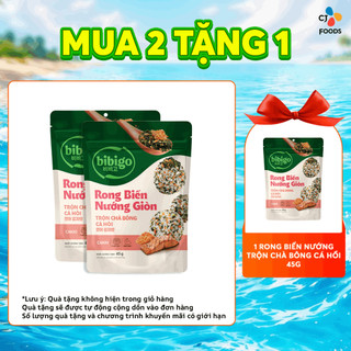 [Mua  2 tặng 1 gói cùng loại] 1 Gói Rong biển nướng giòn rắc cơm Hàn Quốc Bibigo Vị cá Hồi 45g/ Vị nước tương 50g