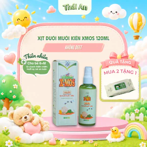 Xịt Đuổi Muỗi Kiến Sả Chanh Cho Bé 6 Tháng XMOS Chiết Xuất Tinh Dầu Thiên Nhiên Dịu Nhẹ - 120ml