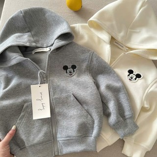 Áo Khoác Chống Nắng Mickey Cho Bé Có Mũ Khóa Kéo Mỏng Nhẹ Thoáng Mát Bé Trai Bé Gái 8-40kg