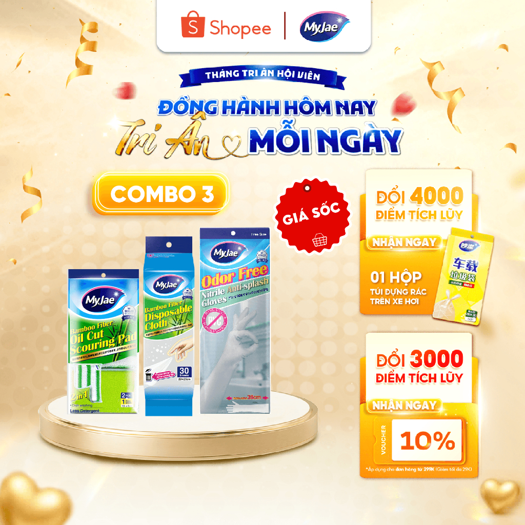 [COMBO 1 Bịch rửa chén +1 Cuộn khăn lau +1 Găng tay] Bộ sản phẩm Vệ Sinh Nhà Bếp Sạch Gọn, An Toàn, Tiện Dụng