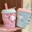 Bình Nước Nhựa PP 450ml Kèm Charm Sticker Hello Kitty Cinnamoroll Cốc Uống Nước Dễ Thương MUN STORE COCCI27