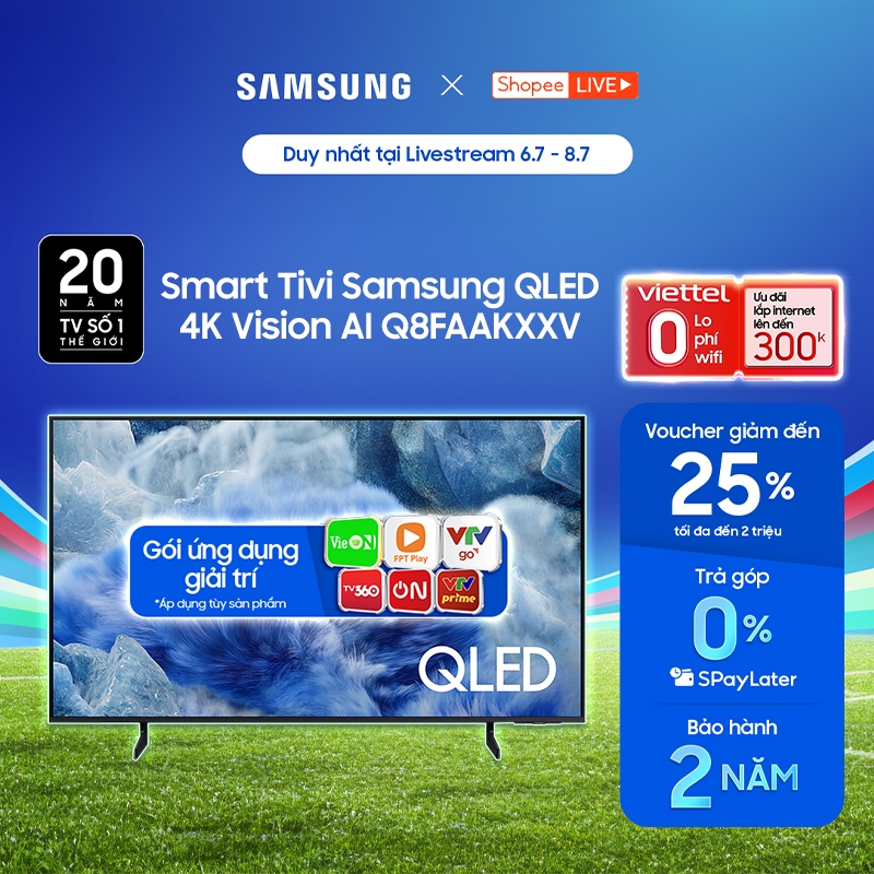 Smart Tivi Samsung QLED Q8FAAKXXV 2025 - Miễn phí lắp đặt