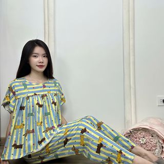 [C10] Đồ Bộ Ngủ Babydoll Freesize 45-60kg - Vải Tole Lanh Tay ngắn, Quần dài [CN10]