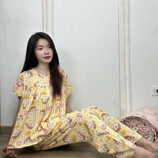 [C10] Đồ Bộ Ngủ Babydoll Freesize 45-60kg - Vải Tole Lanh Tay ngắn, Quần dài [CN10]