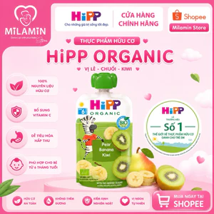 MiLaMin Store - Dinh dưỡng 100% Trái cây nghiền Organic HiPPiS Kiwi, Lê, Chuối 100g, dành cho bé từ 6 tháng tuổi
