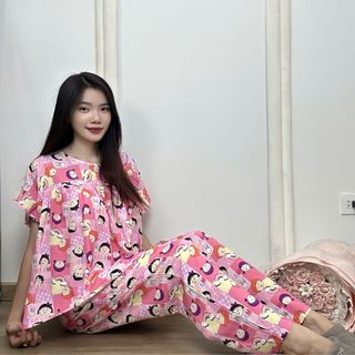 [C10] Đồ Bộ Ngủ Babydoll Freesize 45-60kg - Vải Tole Lanh Tay ngắn, Quần dài [CN10]