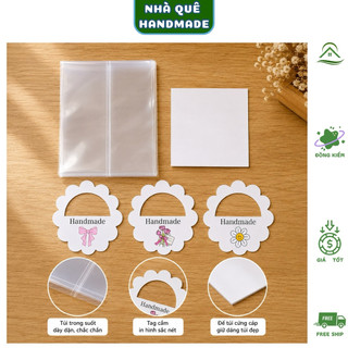 20 Túi Trong Suốt Đáy Cứng Cài Tag Hoa Đựng Chậu Hoa Kẽm Nhung, Bó Hoa Mini, Bánh Kẹo, Quà Tặng Handmade