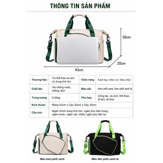 Túi Vợt Tennis ,Túi Vợt Pickleball Dung Tích Lớn ,Ngăn Giày Có Thể Điều Chỉnh