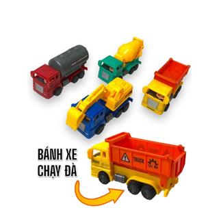 Set 4 chiếc xe công trình đồ chơi,xe bồn,xe cẩu,xe trộn,xe ben cho bé Toy xe  công thành