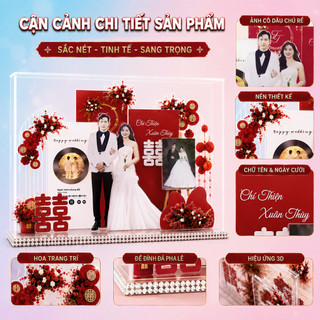 Standee Đám Cưới – Mô Hình Mica 3D Trang Trí, In Ảnh Theo Yêu Cầu, Quà Cưới Decor (Tặng Hộp+ Túi)