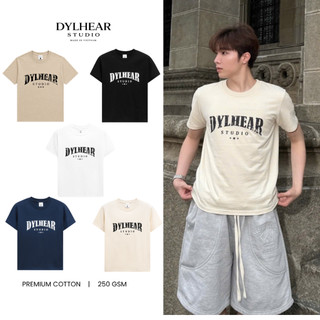 Áo Thun In Logo Vintage DYLHEAR 100% Cotton 250gsm, màu đen trắng xanh navy và kem, thoáng mát A02
