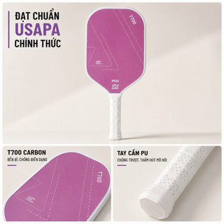 Vợt PickleBall T700 Pro Sợi Carbon , mặt vợt nhám dày 16mm