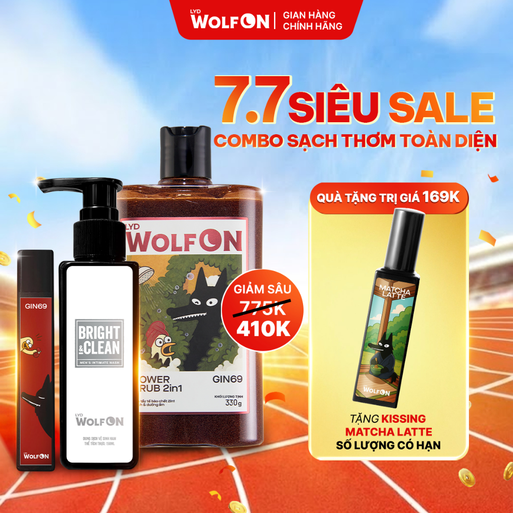 Combo Nam Tính Toàn Diện LYD Wolf On - Sữa tắm Gin 69, Dung Dịch Vệ Sinh Nam Giới 150ml, Xịt Khử Mùi