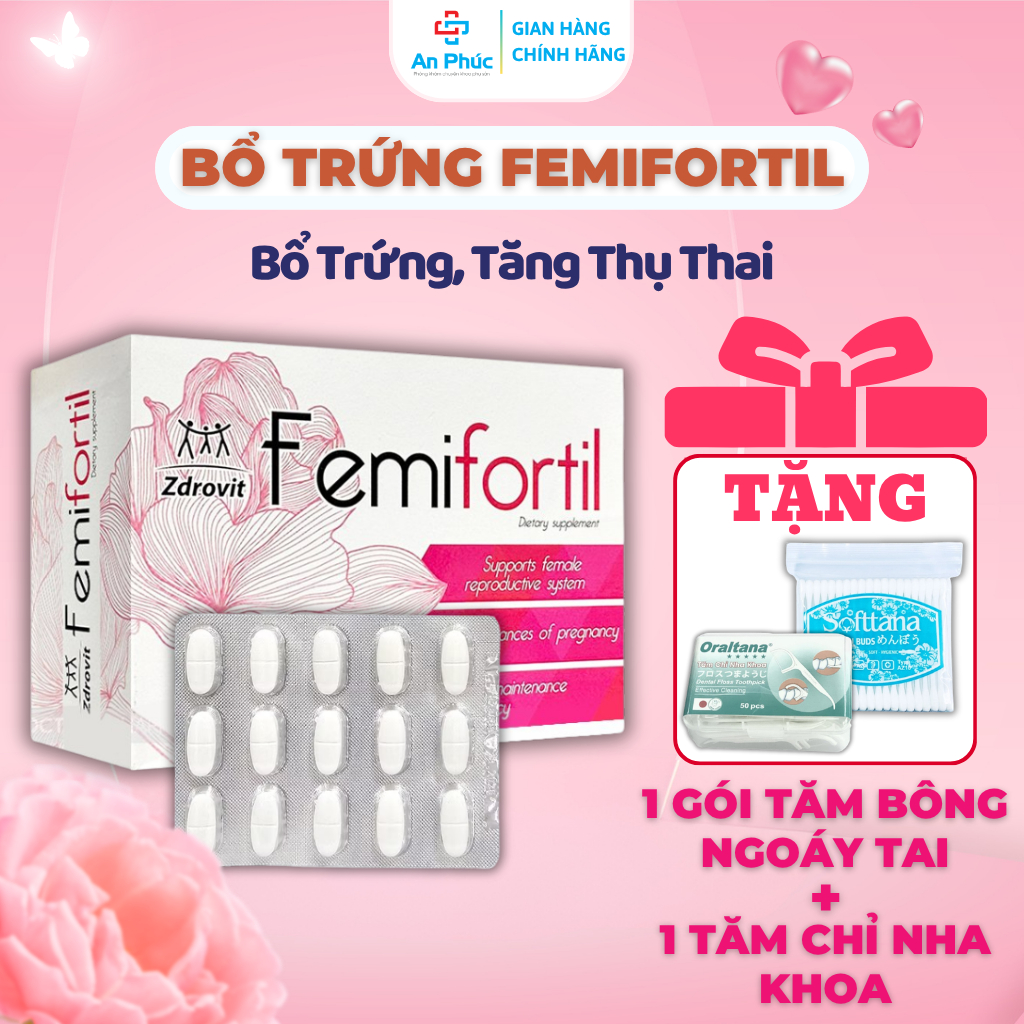Bổ Trứng FEMIFORTIL - Bổ Trứng Tăng Thụ Thai, Tăng Chất Lượng, Giá Trị Sinh Sản Buồng Trứng (60V)