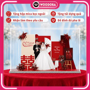 Mô Hình Đám Cưới 3D- In Ảnh Theo Yêu Cầu, Standee Lắp Ghép Mica, Trang Trí Kỷ Niệm (Tặng Hộp+ Túi)