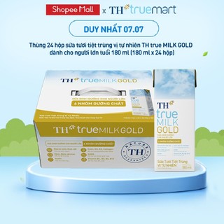 Thùng 24 hộp sữa tươi tiệt trùng vị tự nhiên TH true MILK GOLD dành cho người lớn tuổi 180ml