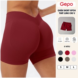 GEPO Quần Short Gym Nữ Cạp Chữ V Sau Lưng Nâng Mông Co Giãn 4 Chiều Ôm Tôn Dáng GP134