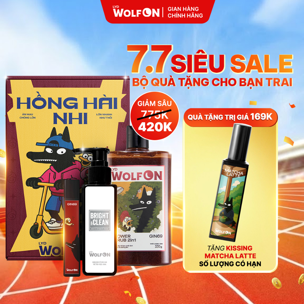 Set Quà Tặng Bạn Trai HỒNG HÀI NHI LYD Wolf ON - Sữa Tắm, Xịt Khử Mùi, Dung Dịch Vệ Sinh Nam 150ML