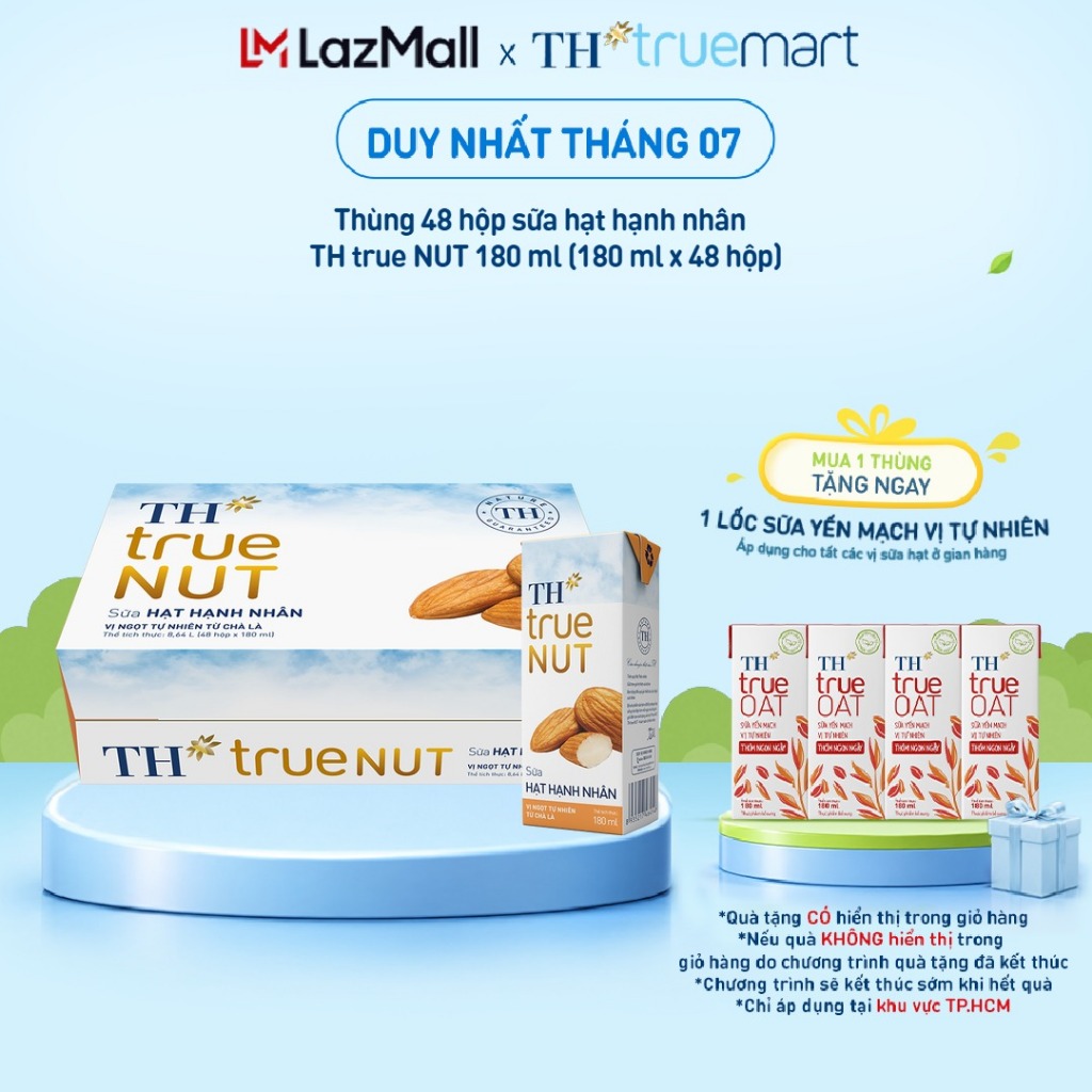 [LIVESTREAM] Thùng 48 hộp sữa hạt hạnh nhân TH True Nut 180ml (180ml x 48)