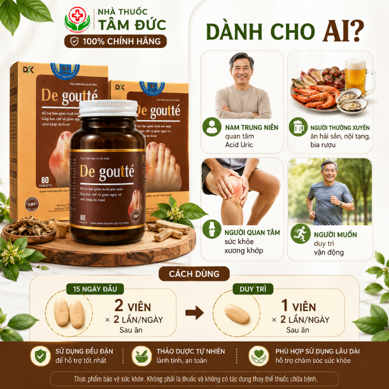 Viên Uống De Goutté Santex 60 Viên | Thảo Dược Hỗ Trợ Duy Trì Acid Uric, Chăm Sóc Sức Khỏe Xương Khớp
