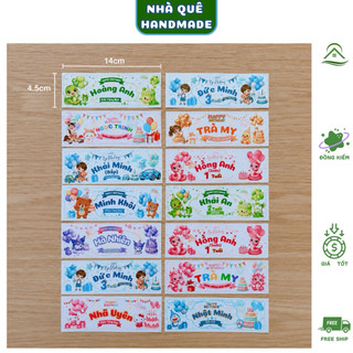 Tem Decal Dán Túi Dán Túi Quà Bánh Kẹo Sinh Nhật In Tên Theo Yêu Cầu 4.5x15cm