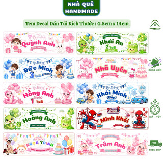 Tem Decal Dán Túi Dán Túi Quà Bánh Kẹo Sinh Nhật In Tên Theo Yêu Cầu 4.5x15cm