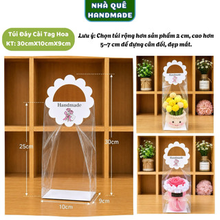 20 Túi Trong Suốt Đáy Cứng Cài Tag Hoa Đựng Chậu Hoa Kẽm Nhung, Bó Hoa Mini, Bánh Kẹo, Quà Tặng Handmade