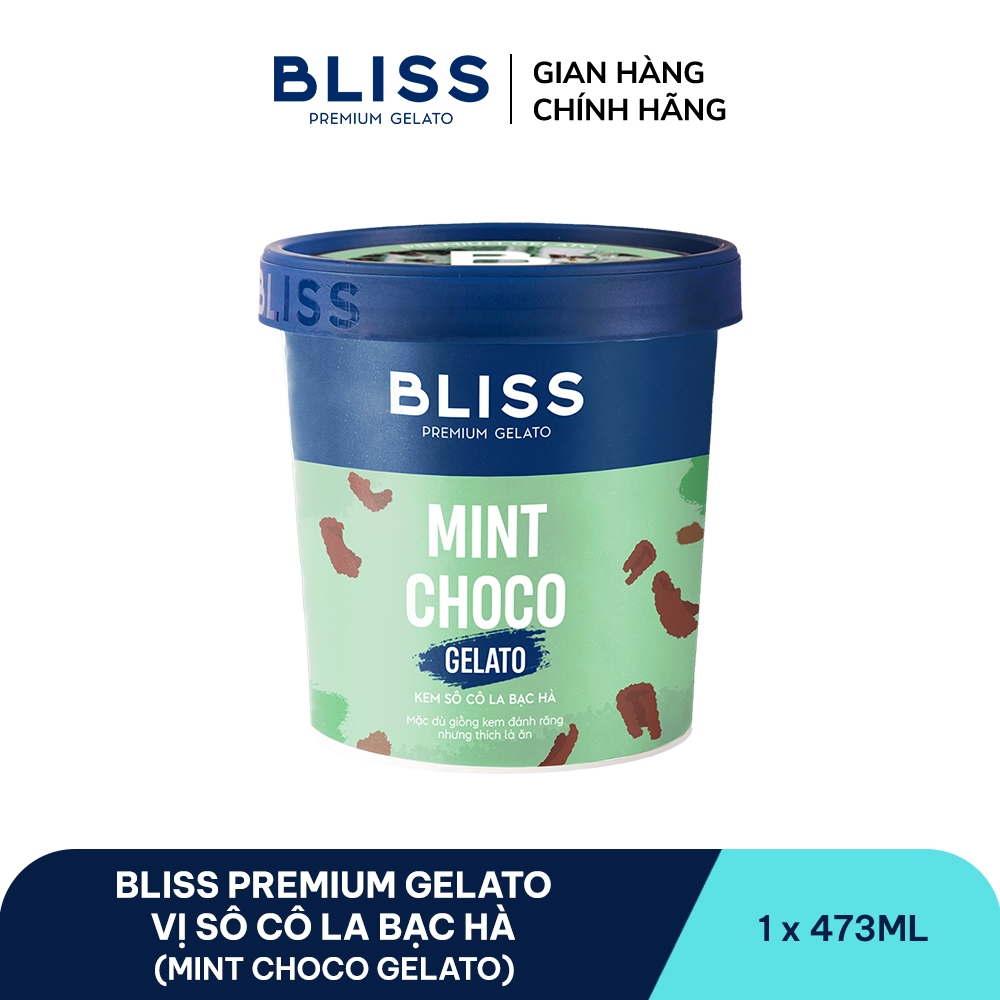 [Hỏa tốc HN/HCM] Kem BLISS vị Sô Cô La Bạc Hà (Mint Choco Gelato) hộp 473ml
