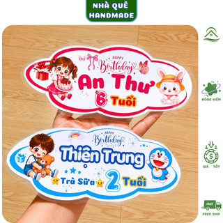 Banner Sinh Nhật In Tên Bé Theo Yêu Cầu Ép Plastic 10x20cm, Banne Trang Trí Tiệc Thôi Nôi, Sinh Nhật