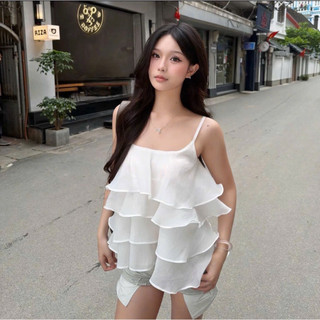 Áo Hai Dây/ Áo Trễ Vai Tay Bồng Ngắn Tay -Chất Voan Tơ Mềm Siêu Xinh - Dành Cho Nữ - EMXINH House A09