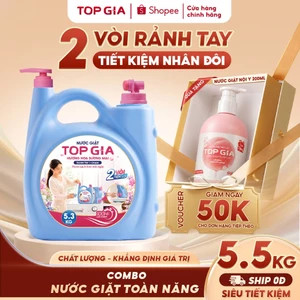 Can Nước Giặt TopGia 2 Vòi 5.3KG, An Toàn Lưu Hương 100H, Đậm Đặc Làm Sạch Nhanh