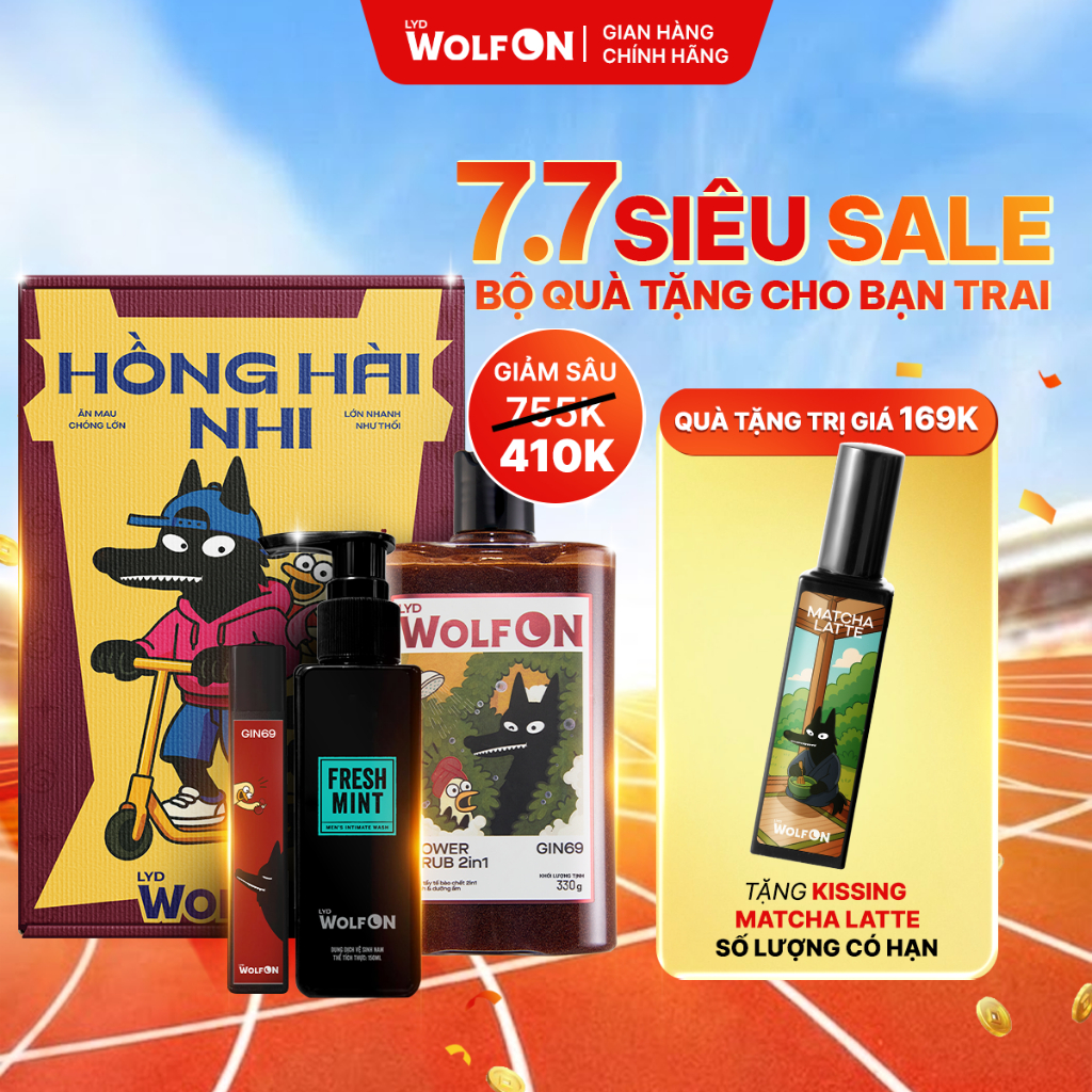Set Quà Tặng Bạn Trai HỒNG HÀI NHI LYD Wolf ON - Sữa Tắm, Xịt Khử Mùi, Dung Dịch Vệ Sinh Nam 150ML
