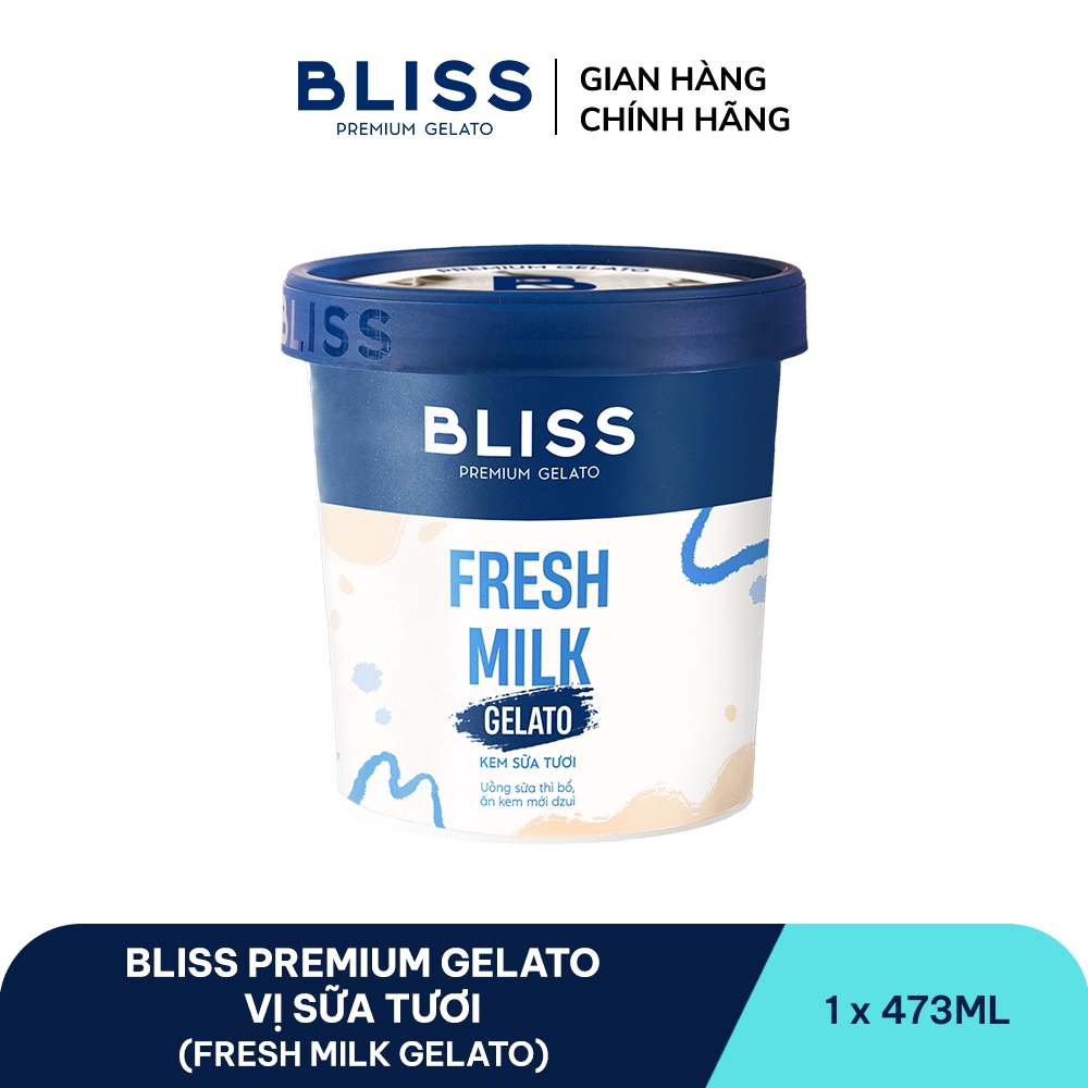 [Hỏa tốc HN/HCM] Kem BLISS vị Sữa Tươi (Fresh Milk Gelato) hộp 473ml