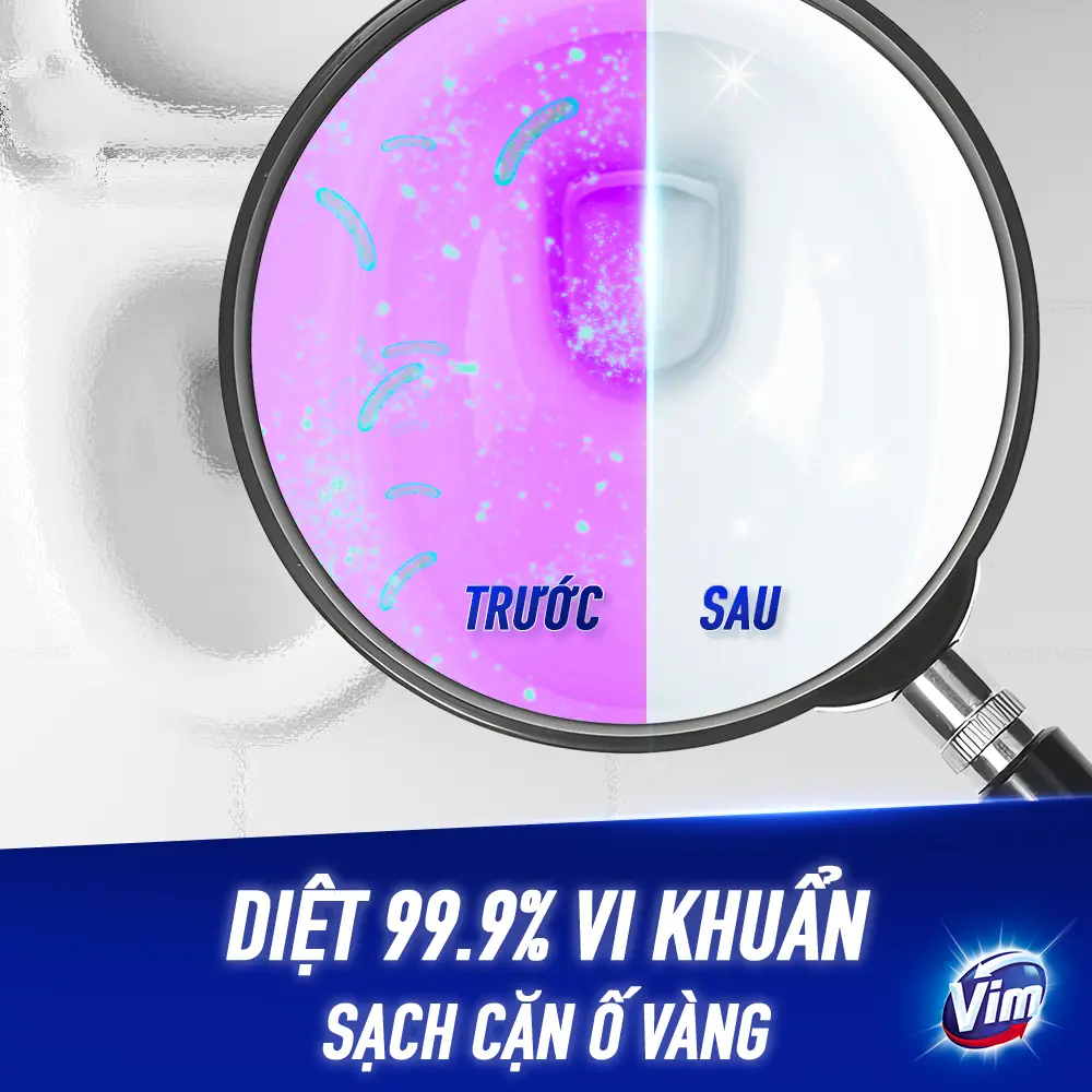 Combo 3 Nước Tẩy Bồn Cầu và Nhà Vệ Sinh Vim Diệt Khuẩn| Diệt 99,9% Vi Khuẩn (880ml)