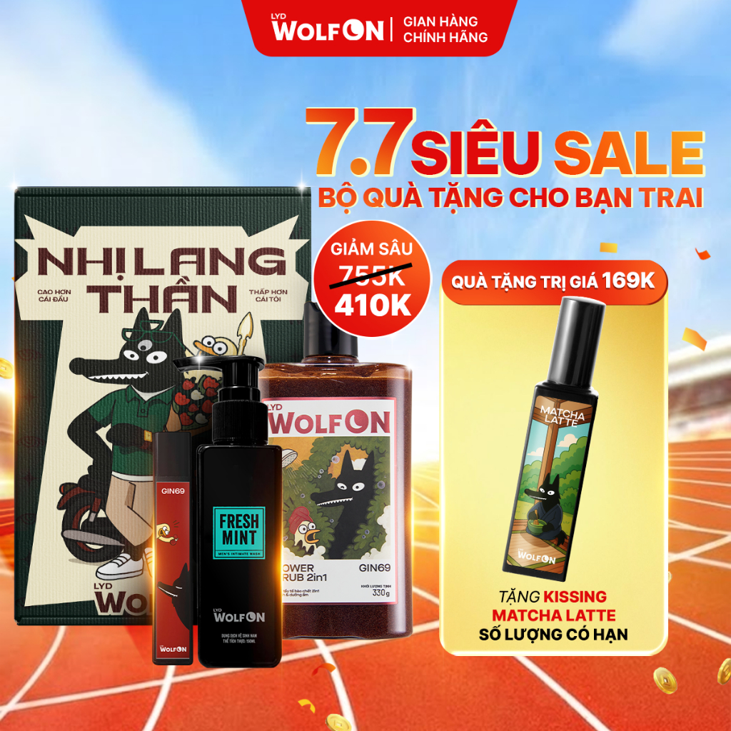 Set Quà Tặng Bạn Trai NHỊ LANG THẦN LYD Wolf ON - Sữa Tắm Nam, Xịt Khử Mùi, Dung Dịch Vệ Sinh 150ML