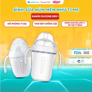 Bình Sữa Cho Bé Kamidi Silicone - Núm Mềm Như Ti Mẹ - Dung Tích 150ml/250ml - Bình Sữa Cho Bé Tập Ti