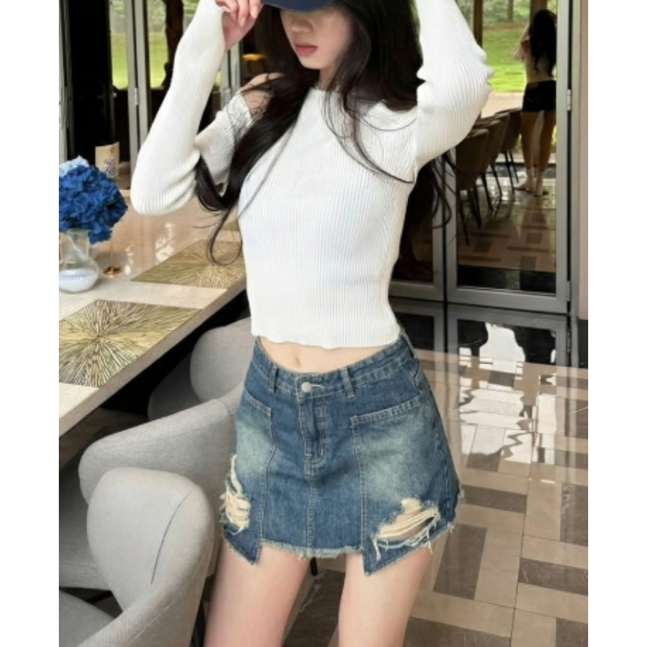 Váy Quần Jean Nữ Bigsize ESHOP Quần Váy Jean Short Nữ Form Rộng Lưng Cao Nút Viền Thời Trang Bigsize