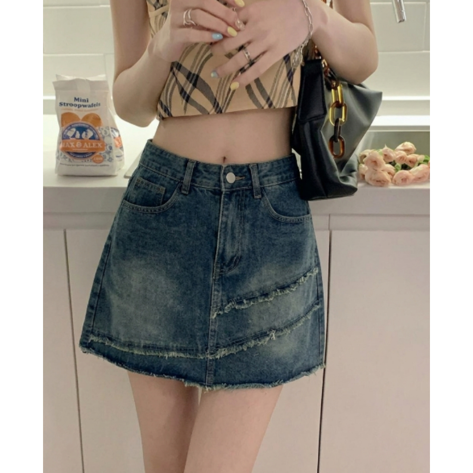 Váy Quần Jean Nữ Bigsize ESHOP Quần Váy Jean Short Nữ Form Rộng Lưng Cao Nút Viền Thời Trang Bigsize