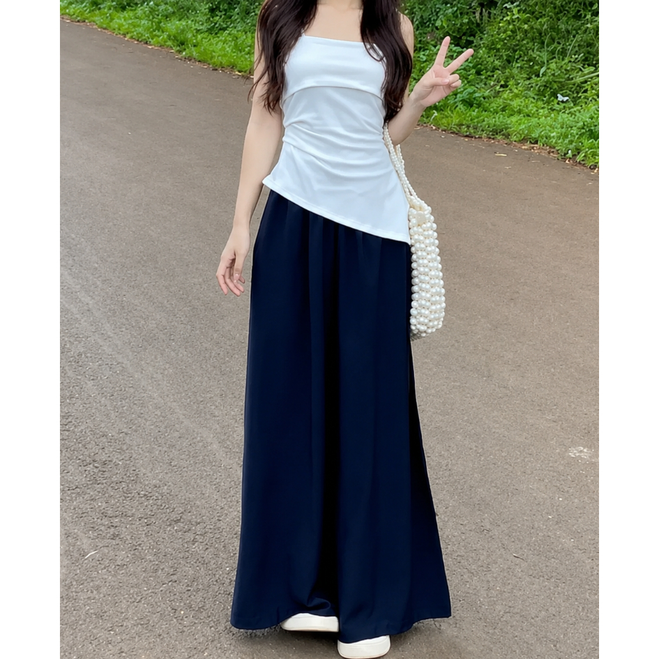 Quần Ống Rộng Vải Đũi BigSize ESHOP Quần Đũi Suông Ống Rộng Cạp Chun Giả Sang Chảnh