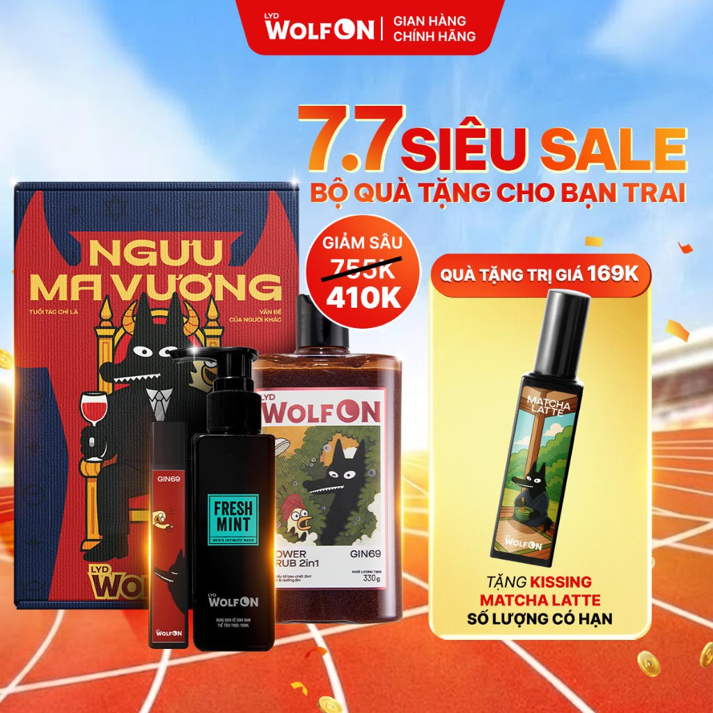 Set Quà Tặng Bạn Trai NGƯU MA VƯƠNG LYD Wolf ON - Sữa Tắm, Xịt Khử Mùi, Dung Dịch Vệ Sinh Nam 150ML
