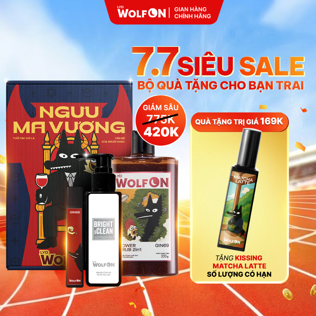 Set Quà Tặng Bạn Trai NGƯU MA VƯƠNG LYD Wolf ON - Sữa Tắm, Xịt Khử Mùi, Dung Dịch Vệ Sinh Nam 150ML