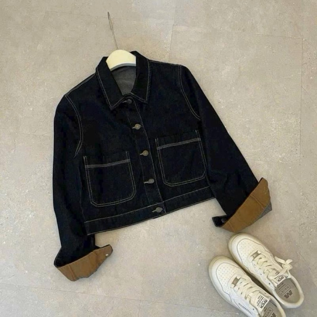 Áo Khoác Bò Nữ Xanh Denim Phối Tay Nâu, Áo Khoác Jean Form Hàn Quốc Dáng Lỡ Siêu Hot #J8037 #J8039 CHEZI HOUSE