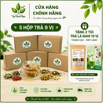[TẶNG 60 GÓI TRÀ LÁ NAM] 5 Hộp 150 Gói Trà Thảo Mộc 9 VỊ Tâm Thanh Nhàn thanh lọc cơ thể an thần, từ thảo mộc dễ dùng