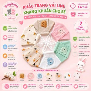 Khẩu trang vải cho bé Chippiandco vải linen 2 lớp cao cấp mềm mại cho bé từ 0-5 tuổi