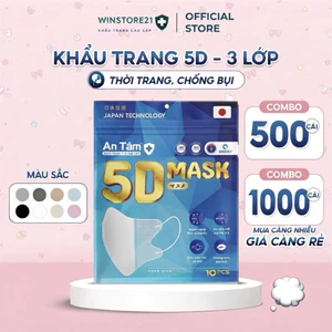 5D MASK-Thùng 1000cái Khẩu trang 3 lớp kháng khuẩn chính hãng An Tâm ôm sát khuôn mặt, bảo vệ tối ưu
