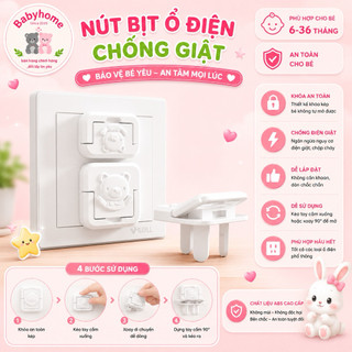 Bịt ổ điện cao cấp IQKAO 2 chân 3 chân, an toàn cho trẻ nhỏ, họa tiết gấu trắng đáng yêu