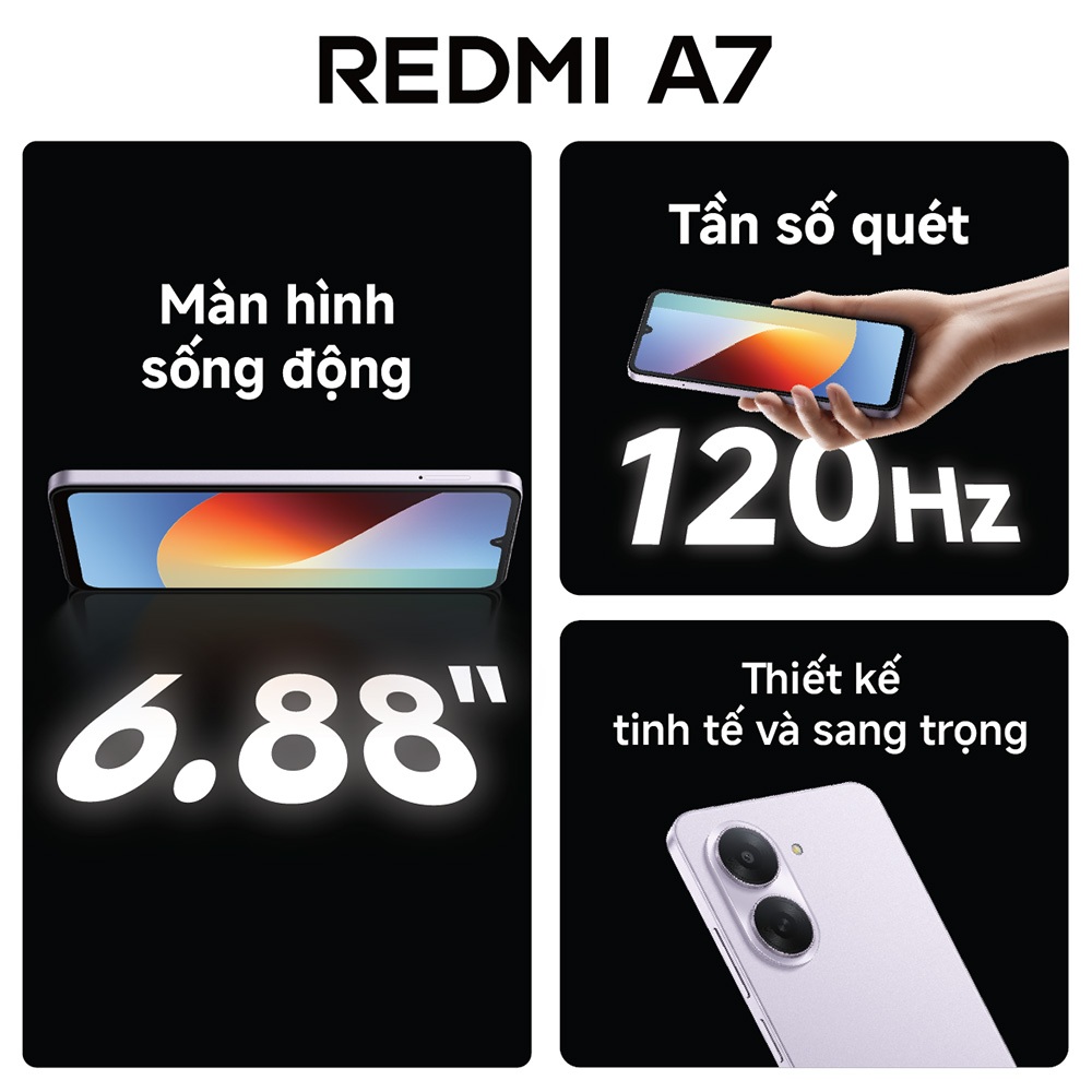 Điện thoại Xiaomi Redmi A7 3G + 64GB | Màn hình 6.88" HD+ | Unisoc T7250 8 nhân | Pin 5200 mAh | BigBuy360 - bigbuy360.vn