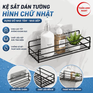 Combo 2 cái Kệ Sắt Dán Tường Hình Chữ Nhật Đựng Đồ Nhà Tắm Nhà Bếp Sang Trọng Tiện Dụng KS001