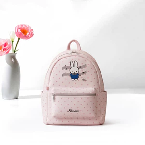 Balo Nữ Thời Trang Đi Học Đi Chơi Balo Mini Nữ Chất Da PU Họa Tiết Chấm Bi Thỏ Almaier Cao Cấp Size 35cm