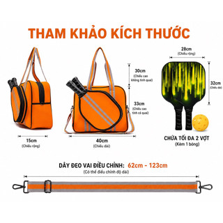 Túi Đựng Đồ Thể Thao Vợt Pickleball có ngăn lớn Nam Nữ Chống Sốc Balo Đựng Vợt Pickelball